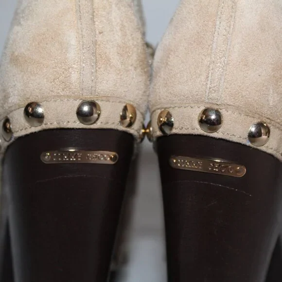 NWOB Jimmy Choo Studded Peep Toe Suede Ankle Booties Urge Pumps Heeled Clogs 40 - Picture 6 of 8